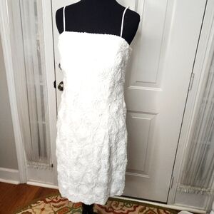 Calvin Klein White Floral Applique Strapless Dress‎ Cocktail Wedding Size 8